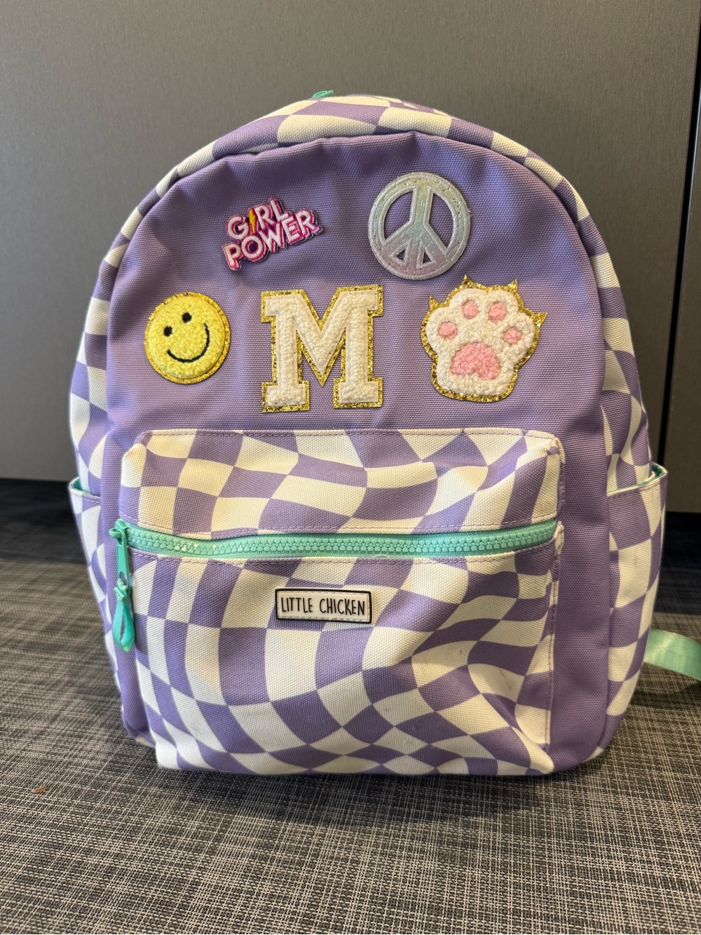 PURPLE CHECKERED PERSONALIZED KIDS BACKPACK - LARGE